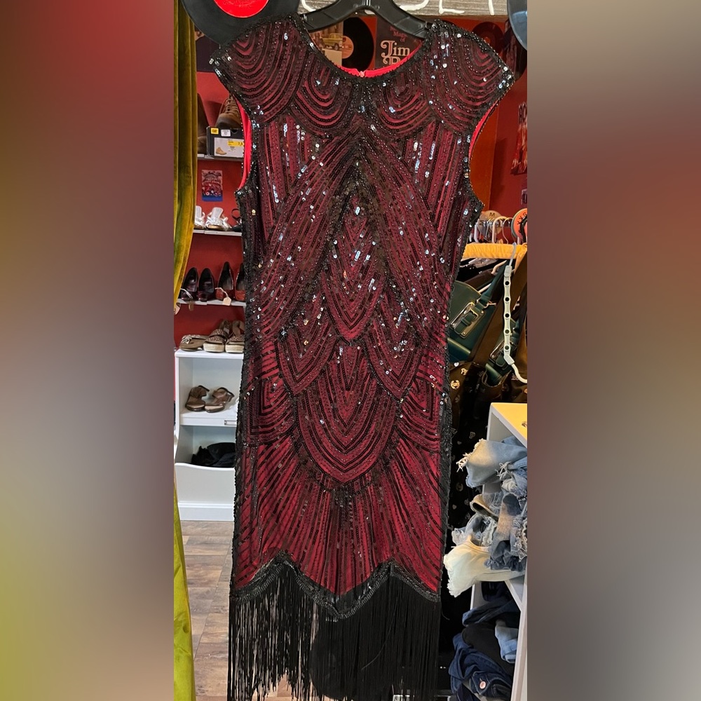1920’s Style Great Gatsby Dress Red/Black Size S